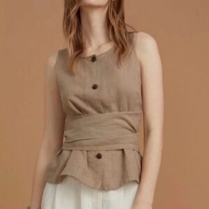 Aritzia Wilfred 100% Linen Vachel Blouse in Cream